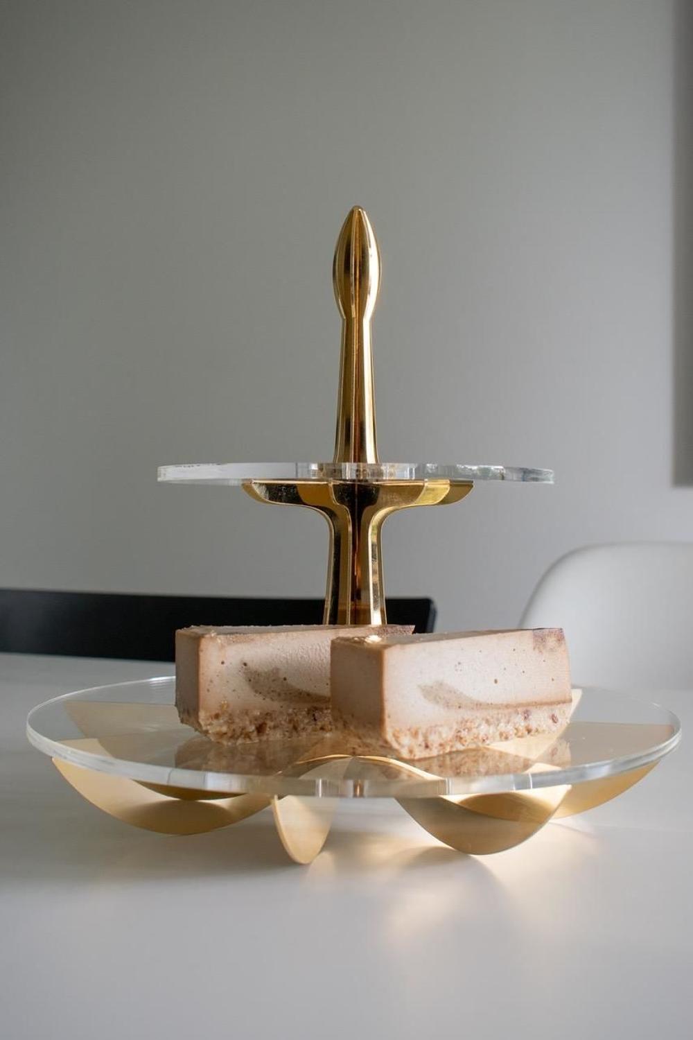 Gold plated cake stand