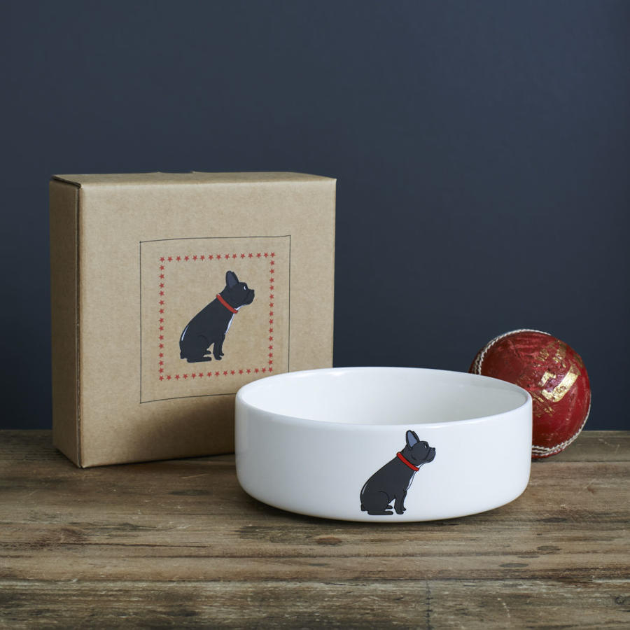 Ceramic dog bowl in gift box - French Bulldog