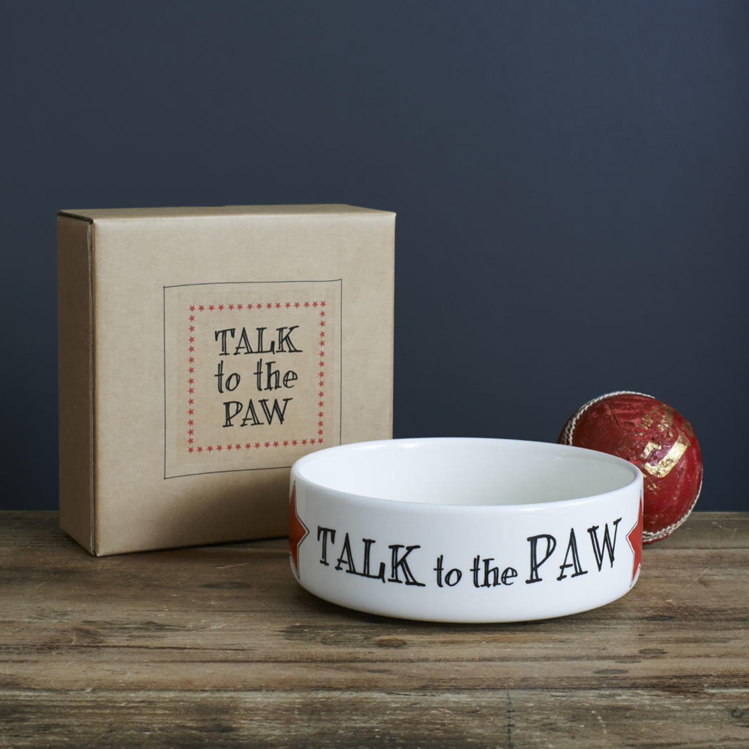 Small ceramic dog or cat bowl featuring - Talk to the Paw