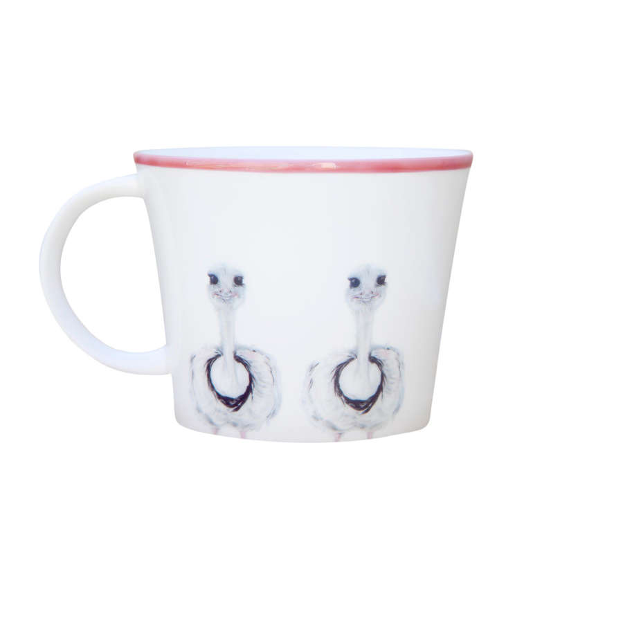 White bone china mug with ostrich design - Emily Smith