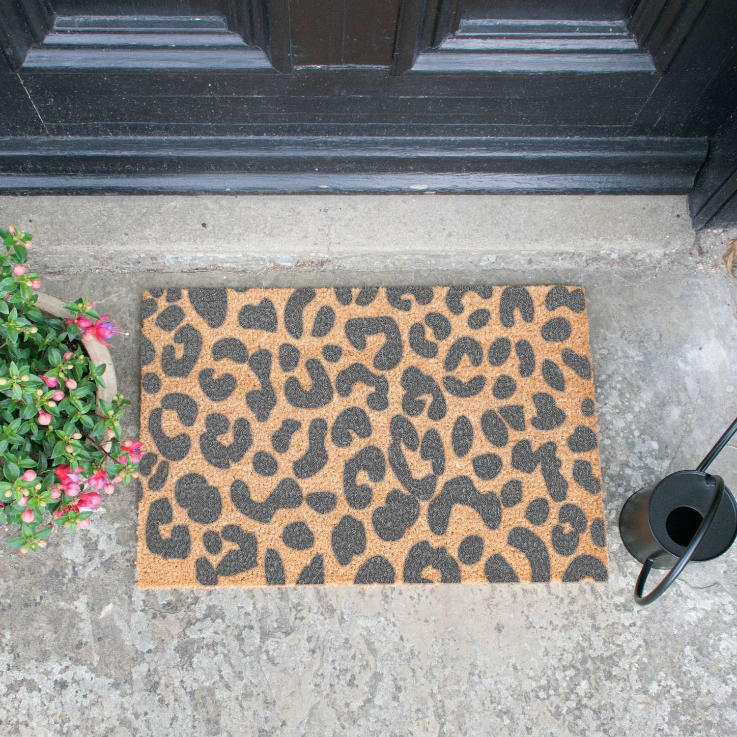 Grey leopard print design standard size doormat