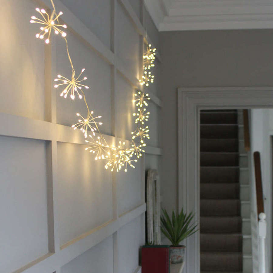 Silver starburst indoor/outdoor 6m light string