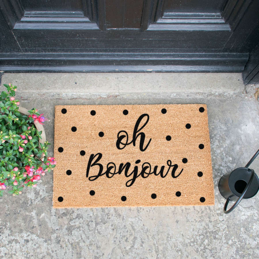 Oh bonjour design standard size doormat