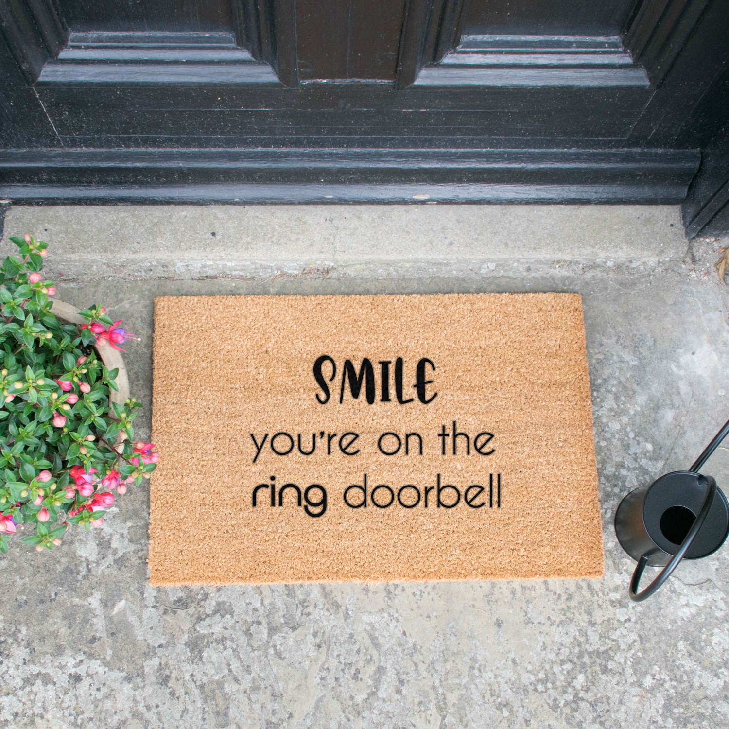 Smile you're on the ring doorbell design standard size doormat