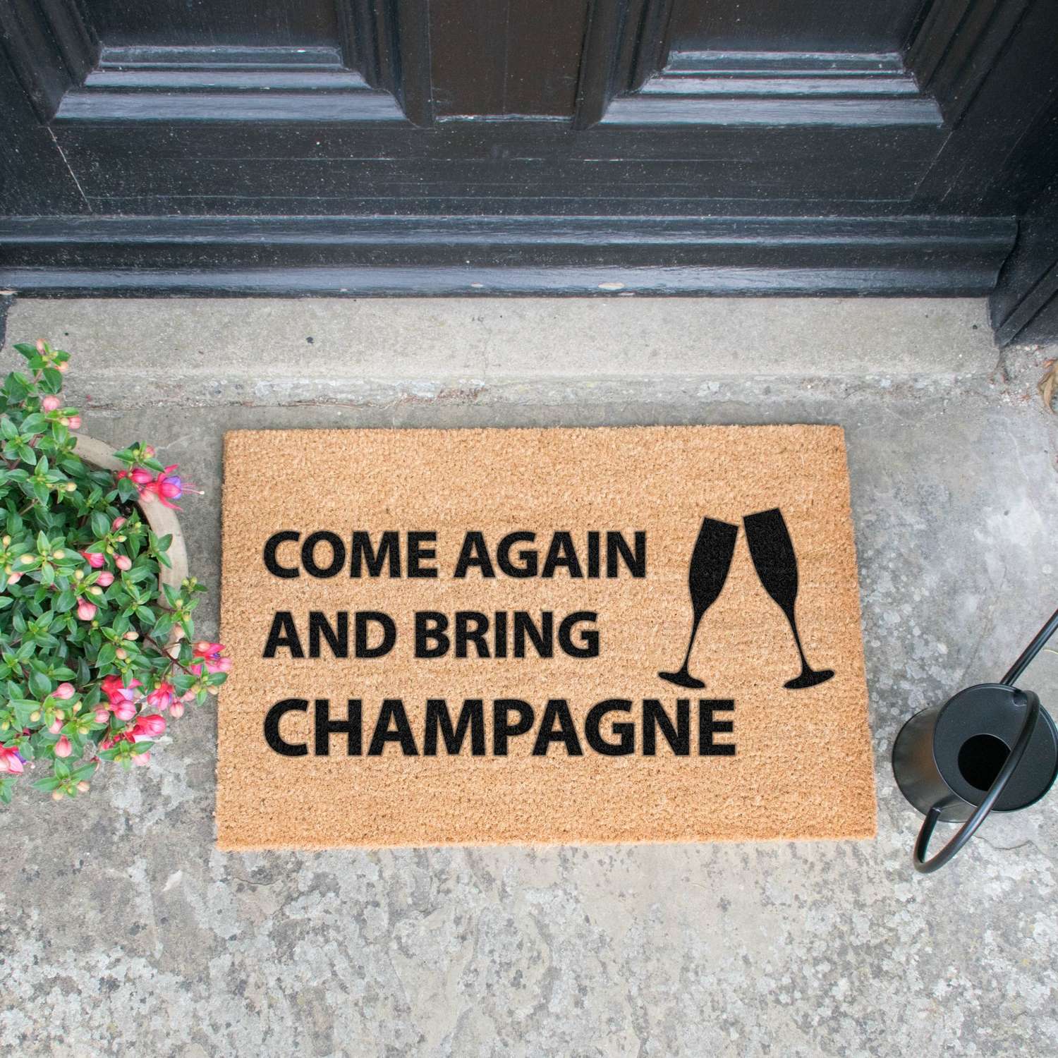 Come again and bring champagne design standard doormat
