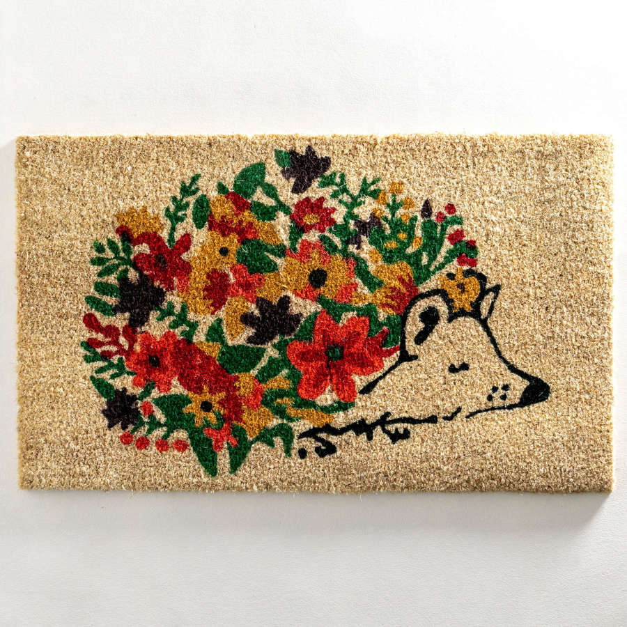 Floral hedgehog design standard size doormat