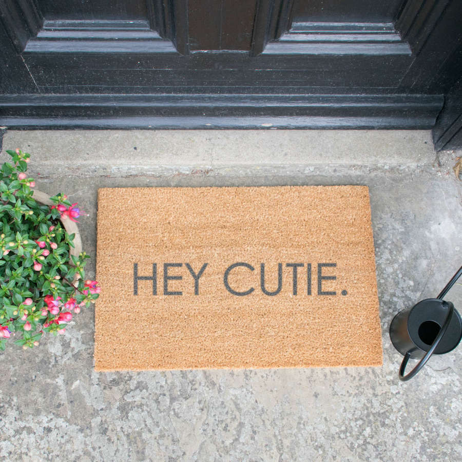 Grey hey cutie design standard size doormat