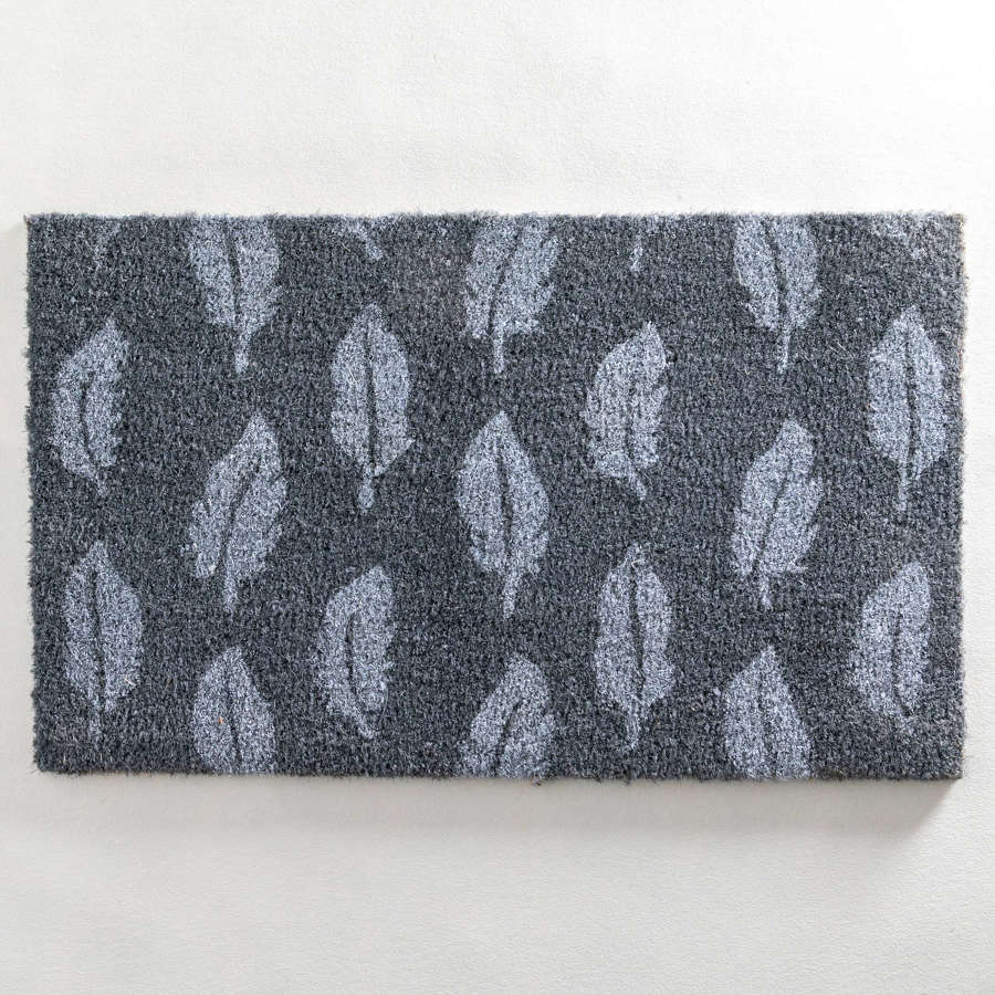 Grey feather design standard size doormat