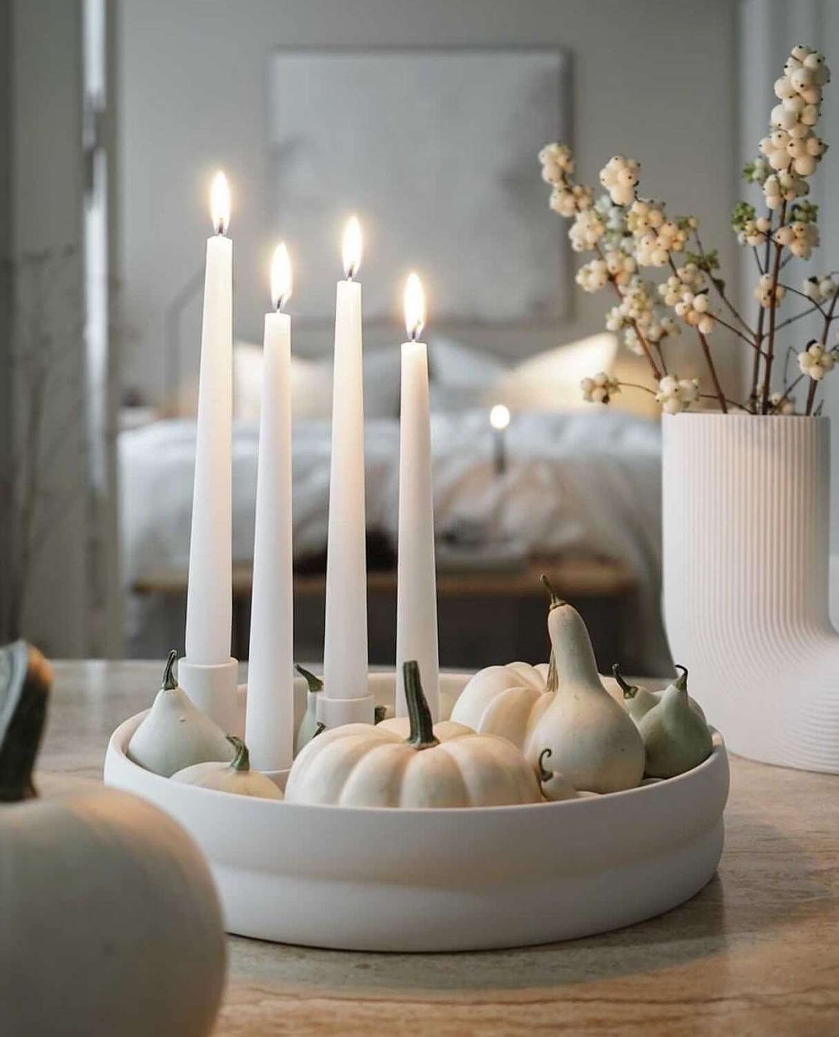 White ceramic candle bowl