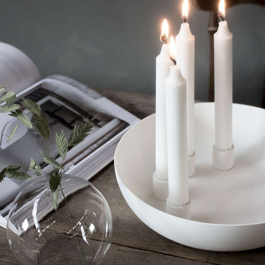White ceramic candle stick bowl
