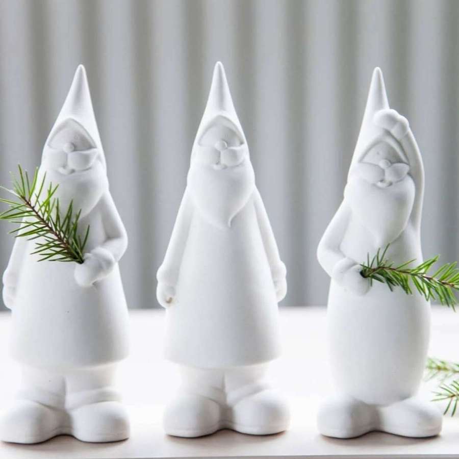 White ceramic Santa - arms down