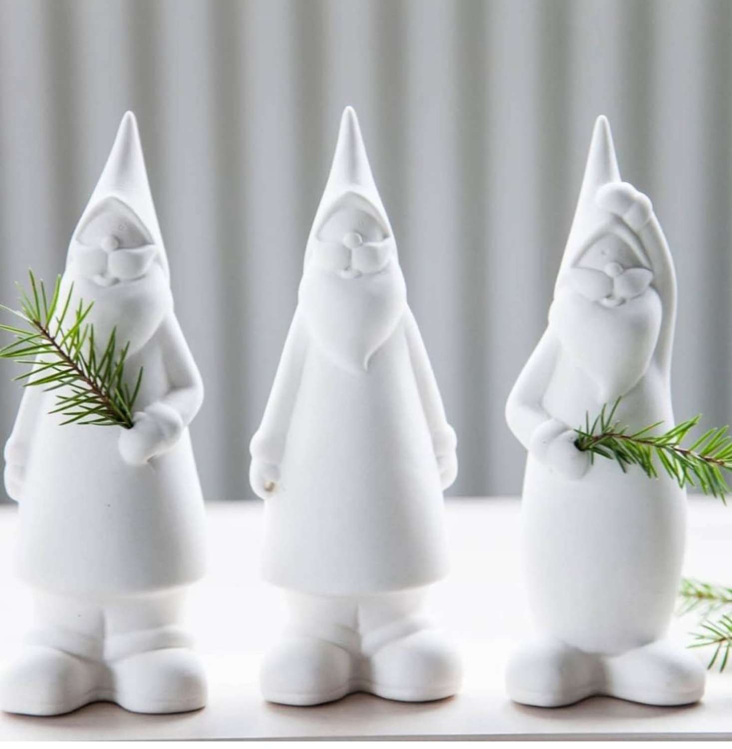 White ceramic Santa - arms down