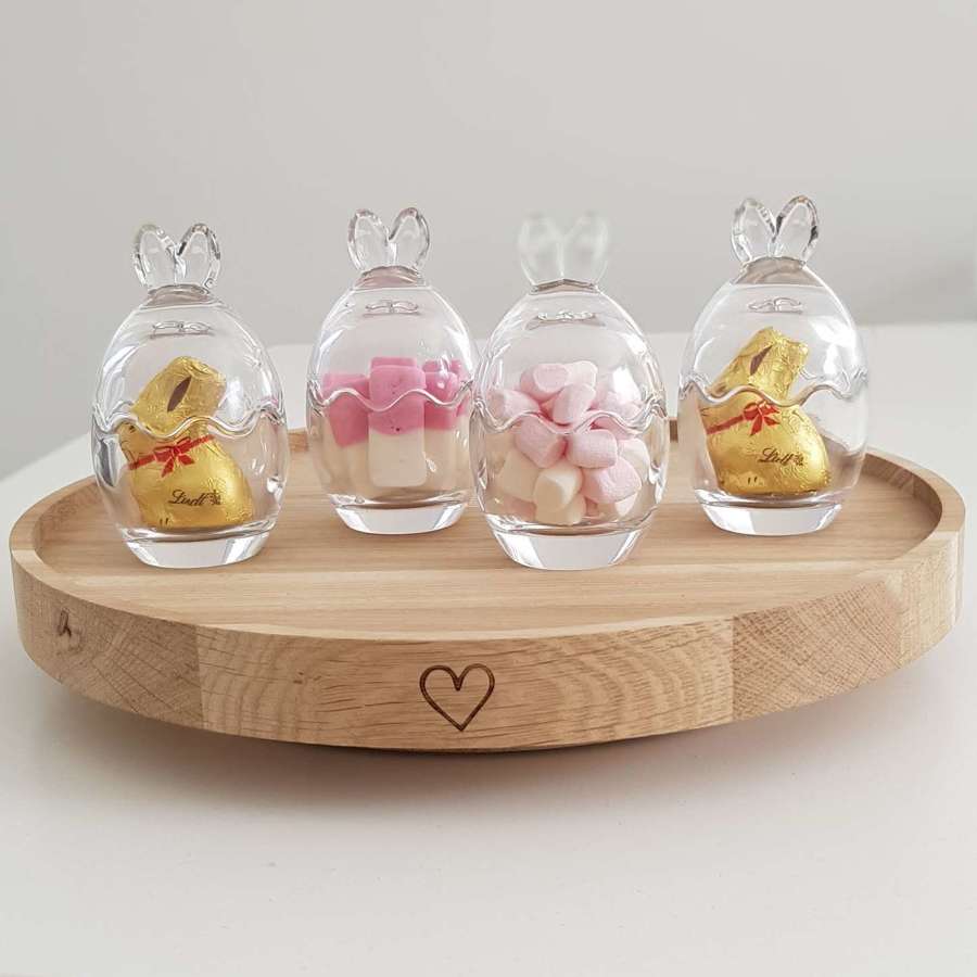Small glass rabbit jars - set of 4
