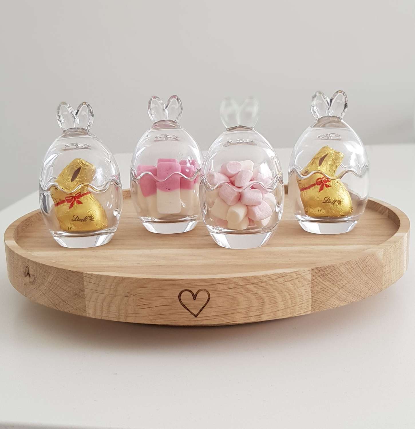 Small glass rabbit jars - set of 4