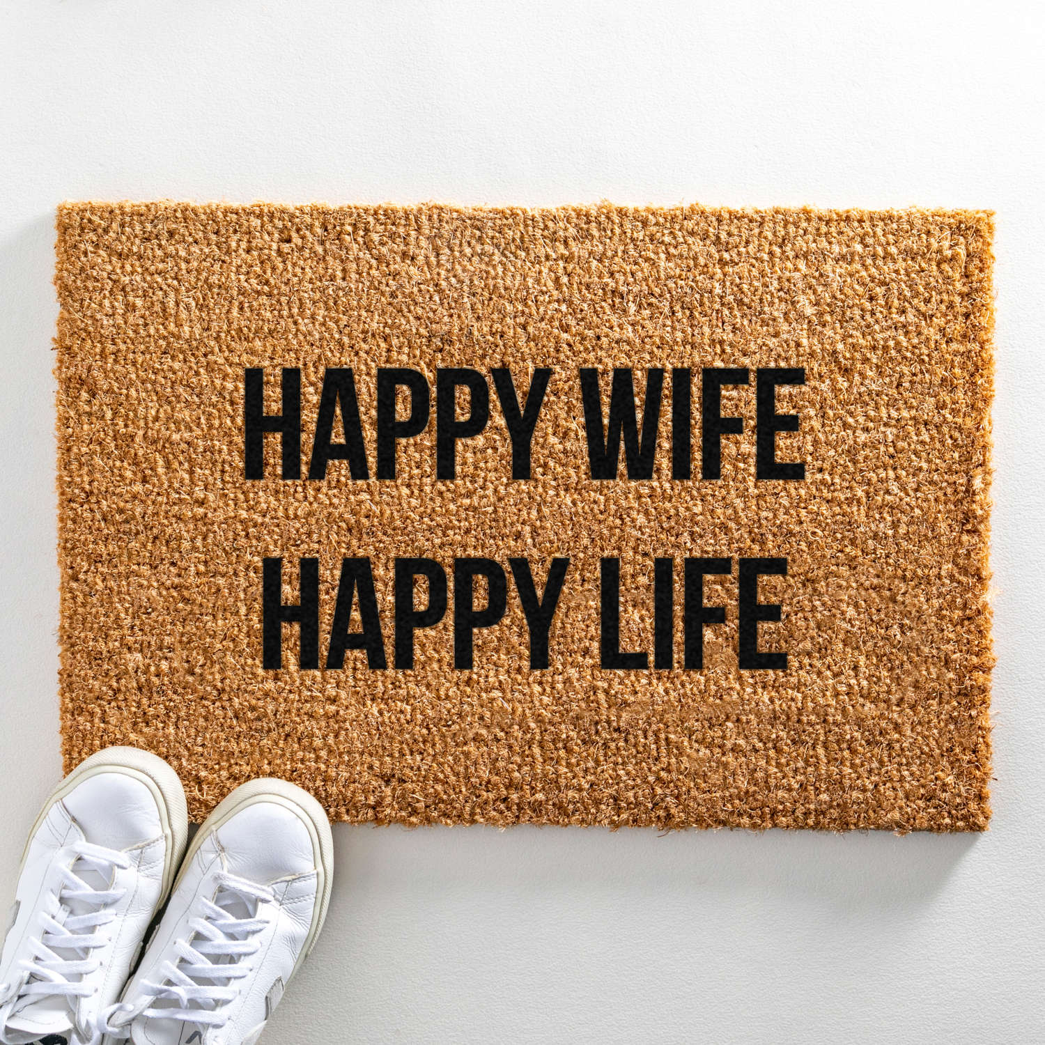 Happy wife happy life design standard size doormat