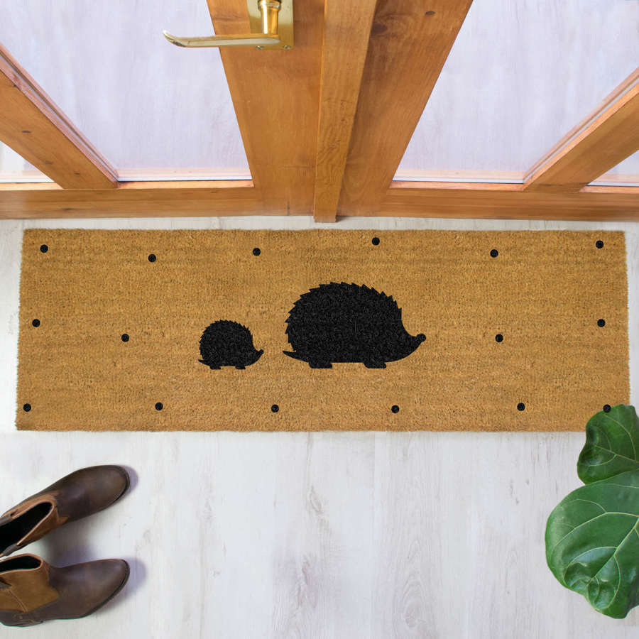Hedgehog and spots design double size long patio doormat