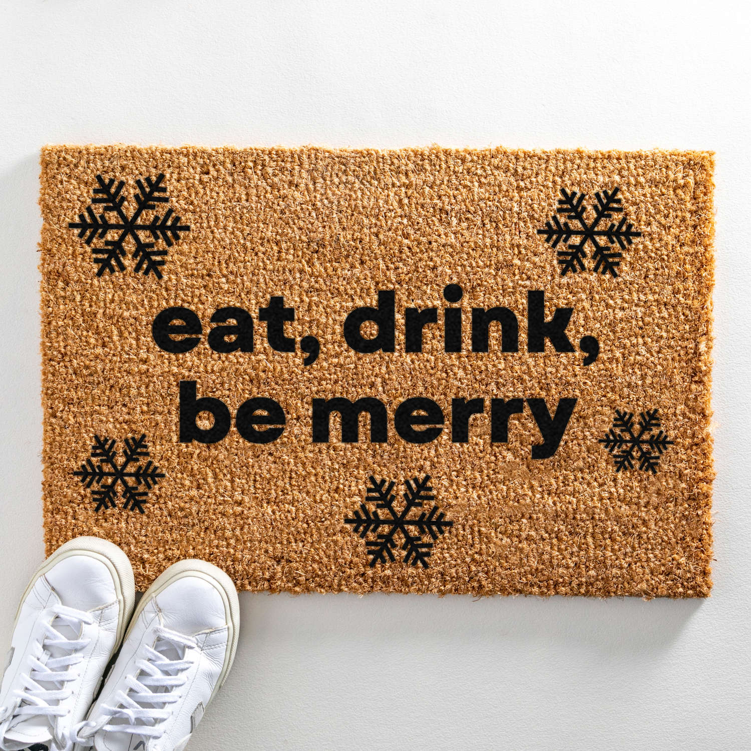 Eat, drink, be merry Christmas design doormat