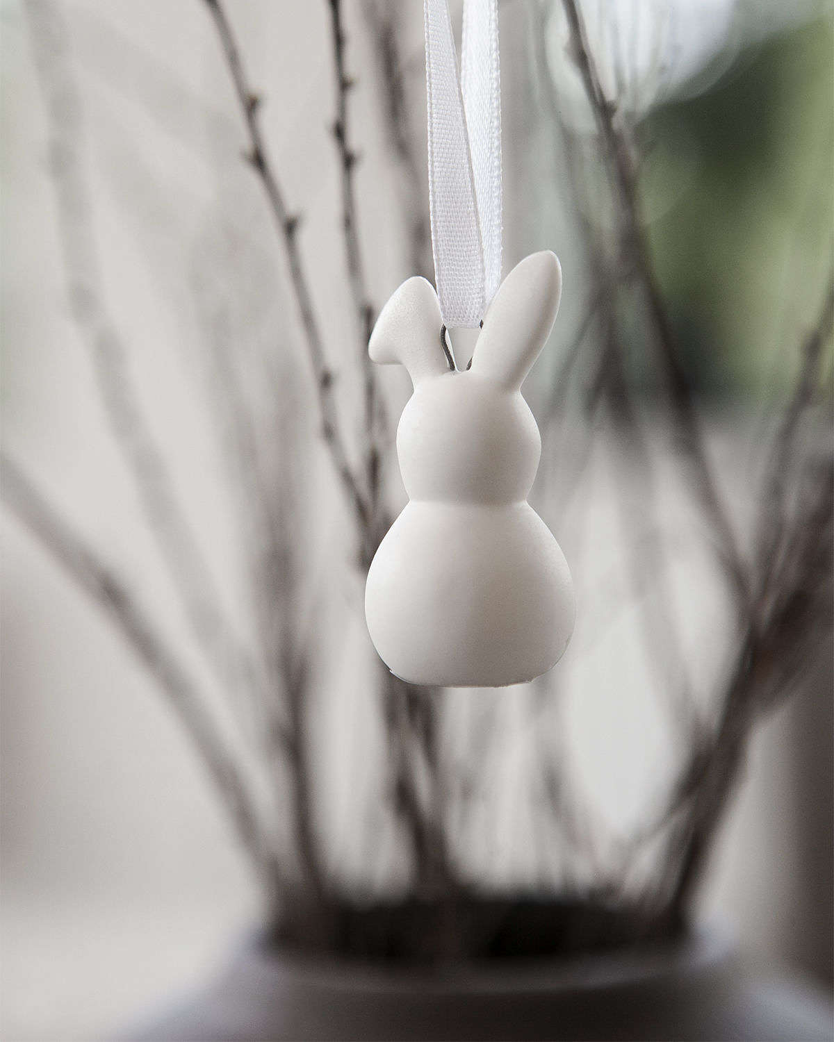 White ceramic hanging Easter rabbit decoration