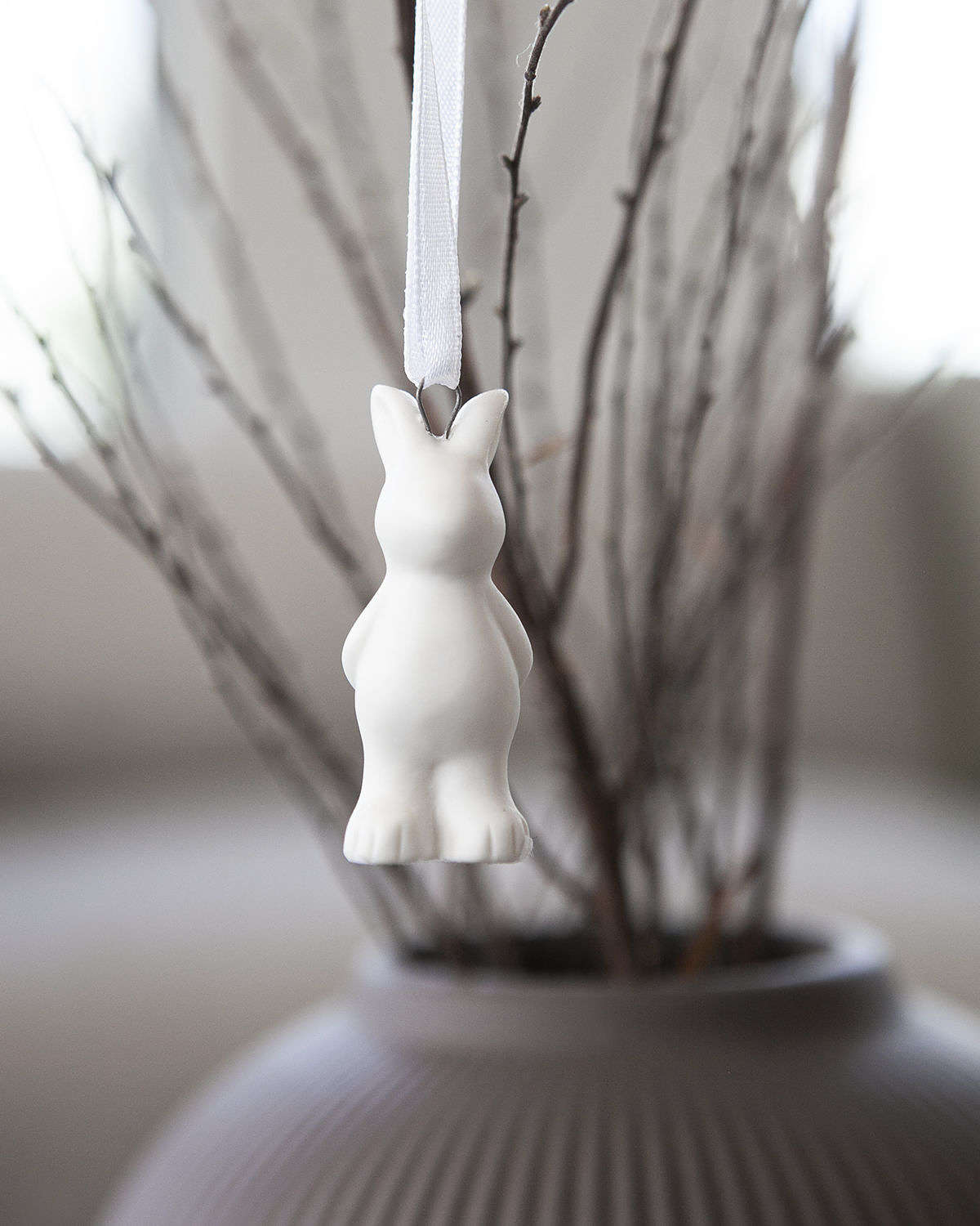 White ceramic hanging rabbit decoration