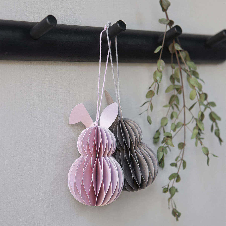 Pink paper hanging Easter rabbit pendant