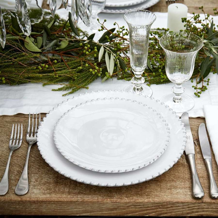 Pearl white 28cm large dinner plate
