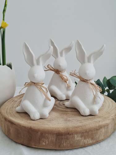White porcelain sitting rabbit with bow